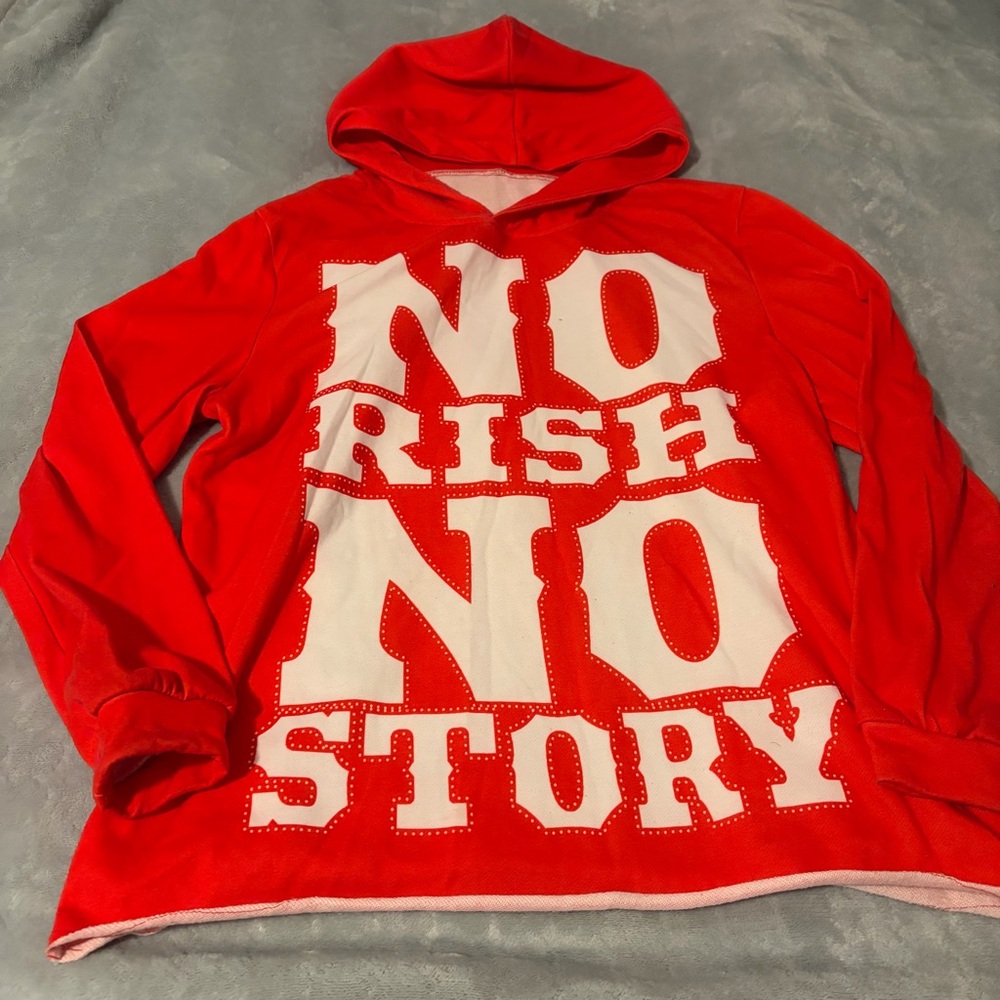 Red and White Graphic Hoodie